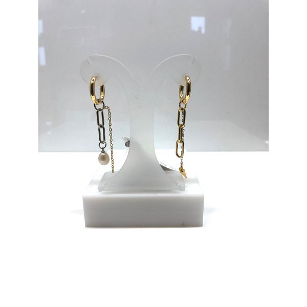 Серьги Фиделис - Сталь, Жемчуг культивированный (арт. 04mix17EA-YRd)