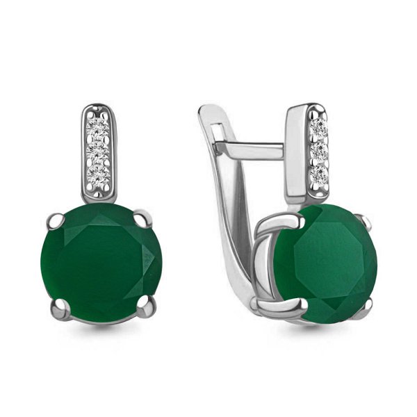 Серьги Аквамарин - Серебро 925, Агат, Фианит (арт. 4749509А.5)