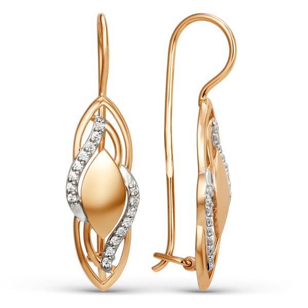 Серьги ЮФ Династия - Золото 585, Фианит (арт. 011482-1102)