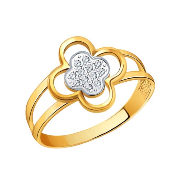 Кольцо Атолл - Золото 585, Фианит (арт. 11081)