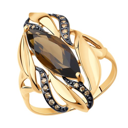 Кольцо SOKOLOV - Золото 375, Раухтопаз, Фианит (арт. 37714800)