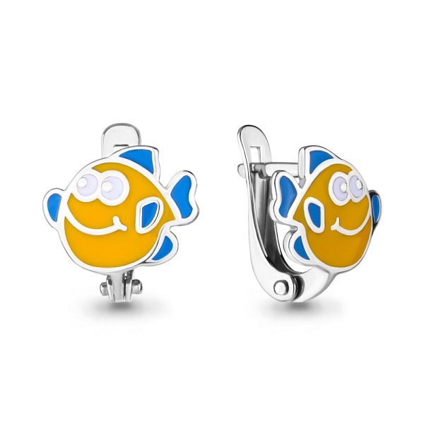 Серьги Аквамарин - Серебро 925, Эмаль (арт. 33467.5)