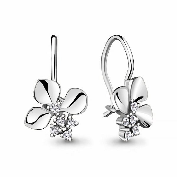 Серьги Аквамарин - Серебро 925, Фианит (арт. 48734А.5)