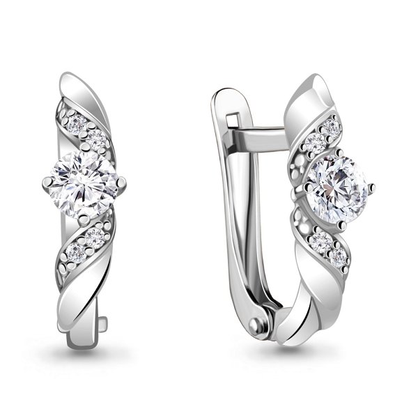 Серьги Аквамарин - Серебро 925, Фианит (арт. 48807А.5)