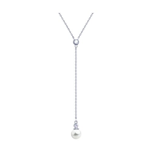 Колье SOKOLOV - Серебро 925, Жемчуг синтетический, Фианит (арт. 94070748)