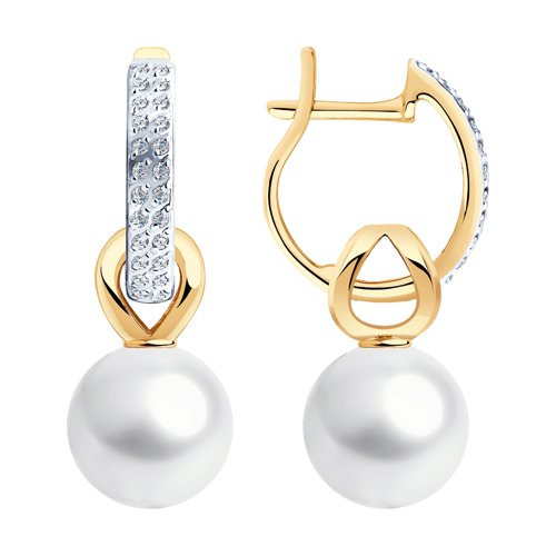 Серьги SOKOLOV - Золото 585, Swarovski , Жемчуг культивированный (арт. 792239)