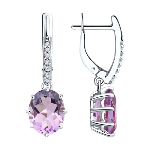 Серьги Diamant - Серебро 925, Аметист, Фианит (арт. 94-321-02054-3)