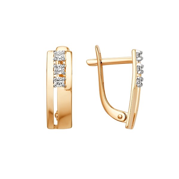 Серьги ЮФ Династия - Золото 585, Фианит (арт. 015472-1102)