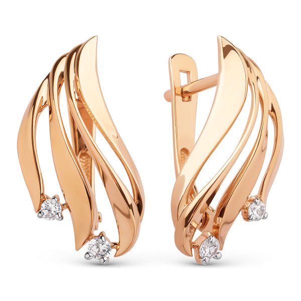 Серьги ЮФ Династия - Золото 585, Фианит (арт. 031212-1102)