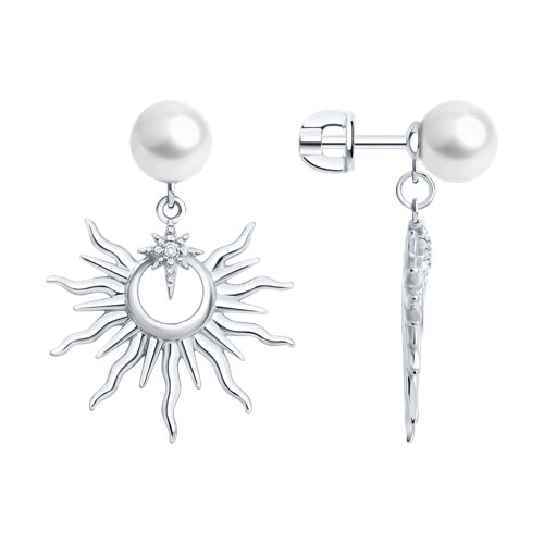 Серьги SOKOLOV - Серебро 925, Жемчуг имитация, Фианит (арт. 94027329)