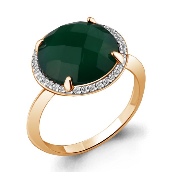 Кольцо Аквамарин - Серебро 925, Агат, Фианит (арт. 6543109А.6)