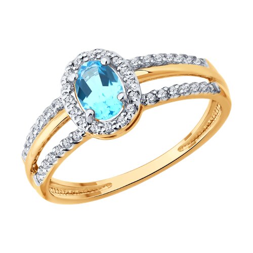 Кольцо SOKOLOV - Золото 585, Топаз, Фианит (арт. 717357)
