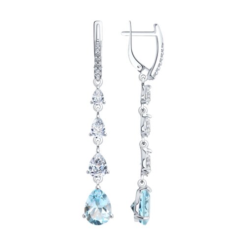 Серьги SOKOLOV - Серебро 925, Топаз, Фианит (арт. 92023020)