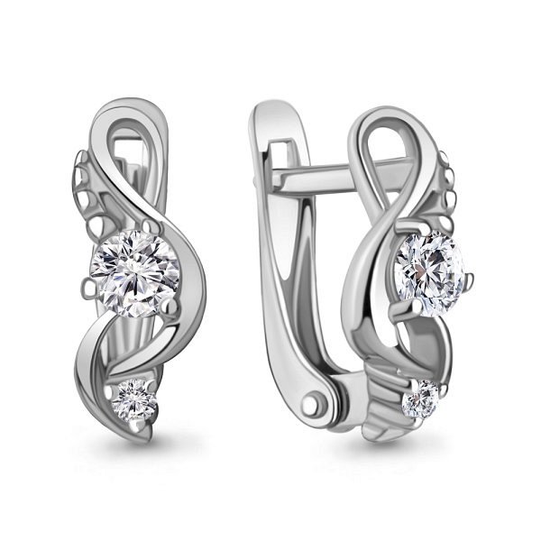 Серьги Аквамарин - Серебро 925, Фианит (арт. 49412А.5)