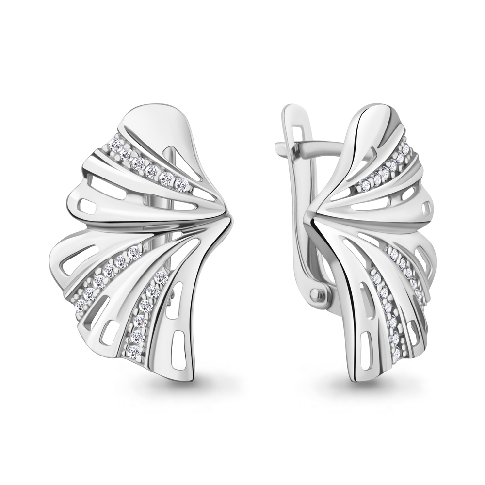 Серьги Аквамарин - Серебро 925, Фианит (арт. 401029А.5)