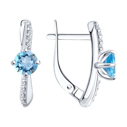 Серьги SOKOLOV - Серебро 925, Топаз, Фианит (арт. 92022839)
