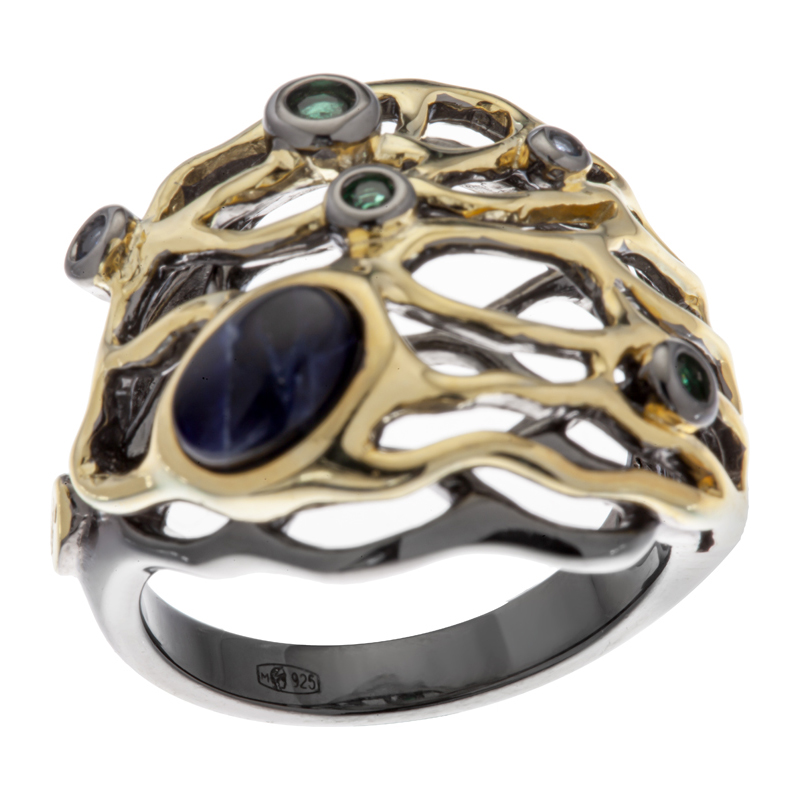 Кольцо Мастер Клио - Серебро 925, Синтетическая шпинель, Содалит (арт. 36К158066)