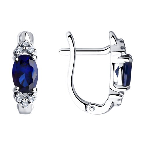 Серьги SOKOLOV - Серебро 925, Фианит, Синтетический сапфир (арт. 88020007)
