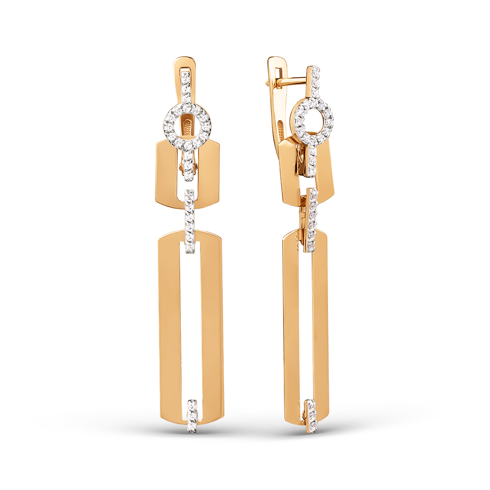 Серьги ЮФ Династия - Золото 585, Фианит (арт. 502992-1102)