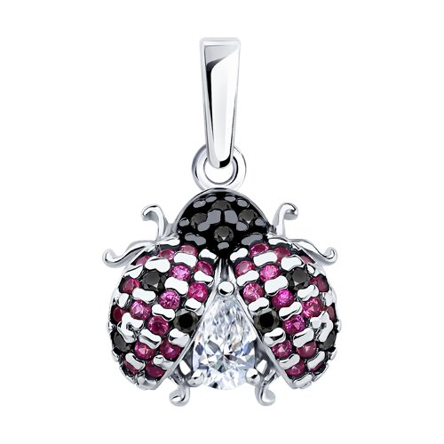 Подвеска SOKOLOV - Серебро 925, Синтетический рубин, Фианит (арт. 94033270)
