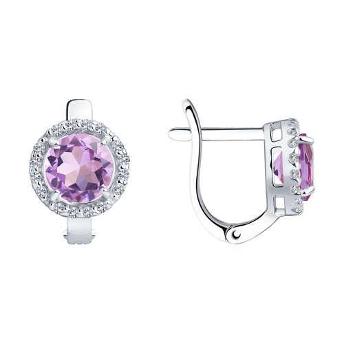 Серьги SOKOLOV - Серебро 925, Аметист, Фианит (арт. 92021166)
