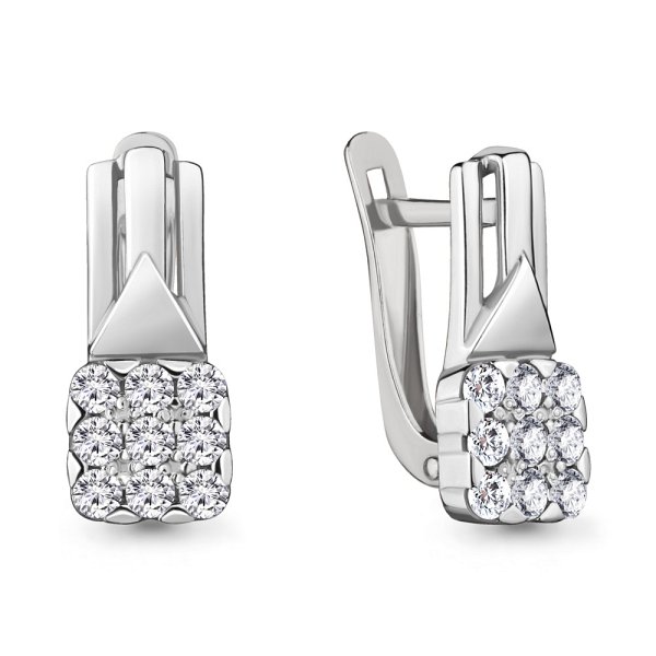 Серьги Аквамарин - Серебро 925, Фианит (арт. 46974А.5)