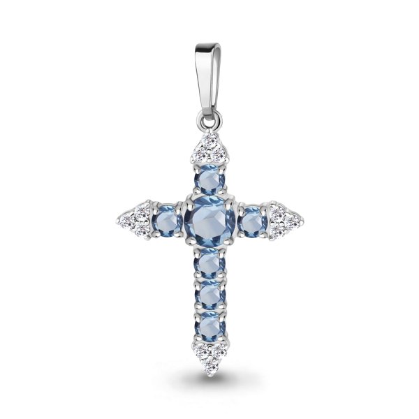 Подвеска Аквамарин - Серебро 925, Топаз, Фианит (арт. 2471305А.5)