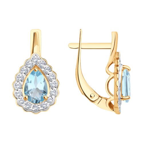 Серьги SOKOLOV - Золото 585, Топаз, Фианит (арт. 729024)