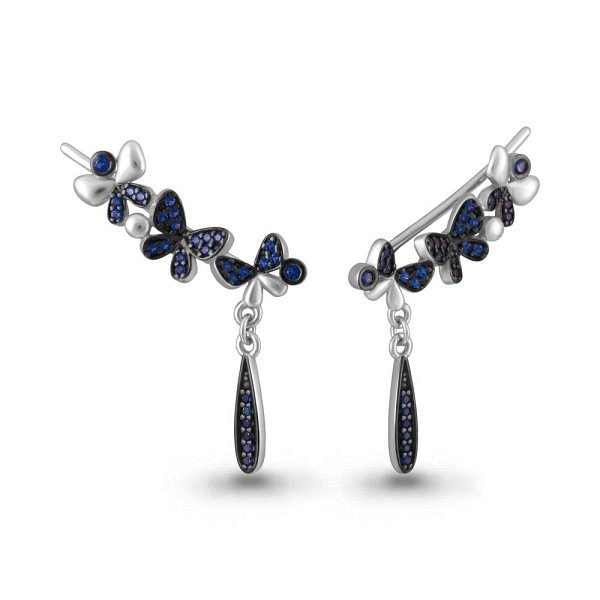 Серьги Аквамарин - Серебро 925, Синтетический сапфир (арт. 46251Б.5)