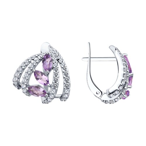 Серьги SOKOLOV - Серебро 925, Аметист, Фианит (арт. 92023054)