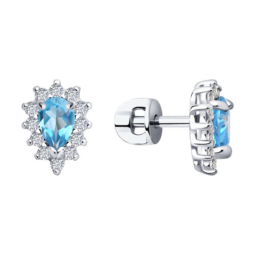 Серьги SOKOLOV - Серебро 925, Топаз, Фианит (арт. 92021147)