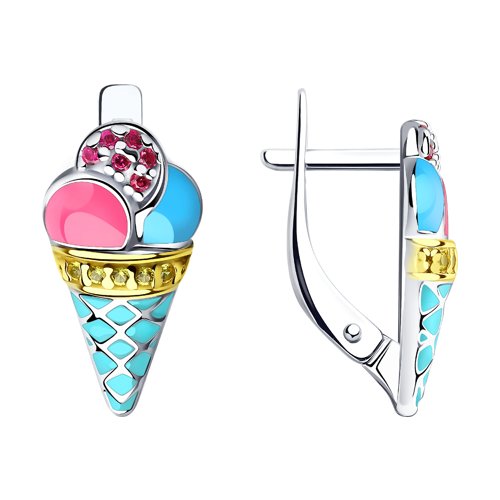 Серьги SOKOLOV - Серебро 925, Фианит, Эмаль (арт. 94022777)