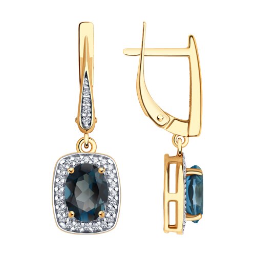 Серьги SOKOLOV - Серебро 925, Топаз лондон, Фианит (арт. 92023081)