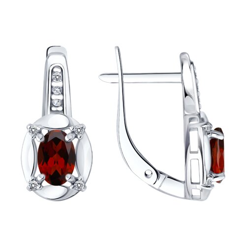 Серьги SOKOLOV - Серебро 925, Гранат, Фианит (арт. 92023287)