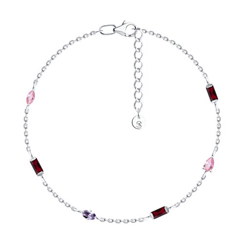 Браслет SOKOLOV - Серебро 925, Синтетический рубин, Фианит (арт. 94051559)