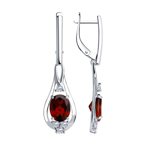 Серьги SOKOLOV - Серебро 925, Гранат, Фианит (арт. 92022278)