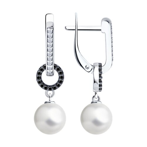 Серьги SOKOLOV - Серебро 925, Жемчуг имитация, Фианит (арт. 94027005)