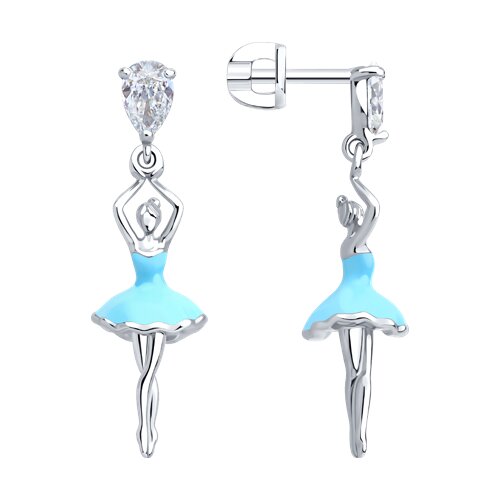 Серьги SOKOLOV - Серебро 925, Фианит, Эмаль (арт. 94026881)