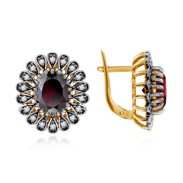 Серьги KRASNOE - Серебро 925, Гранат, Фианит (арт. 2321820251)