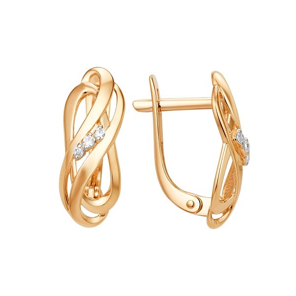 Серьги ЮФ Династия - Золото 375, Фианит (арт. 013812-5102)