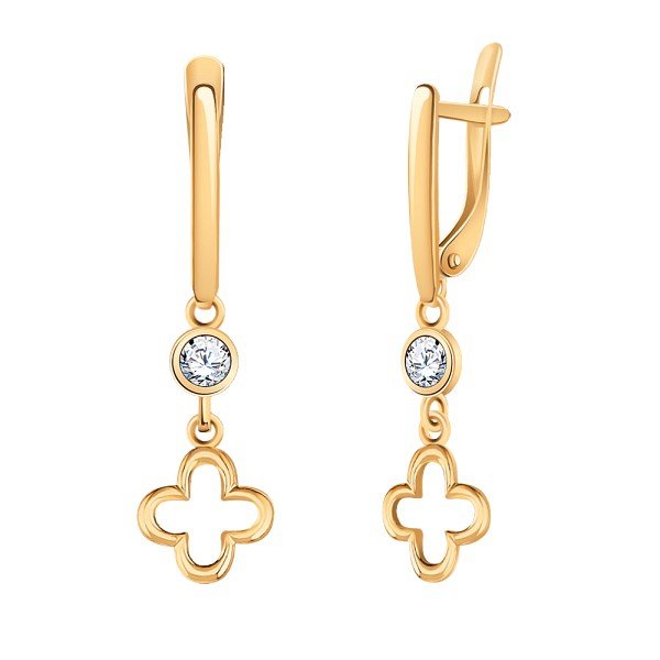 Серьги Атолл - Золото 585, Фианит (арт. 21239)