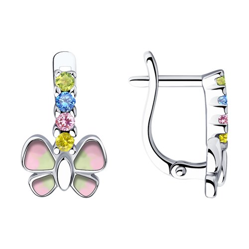 Серьги SOKOLOV - Серебро 925, Фианит, Эмаль (арт. 94023686)