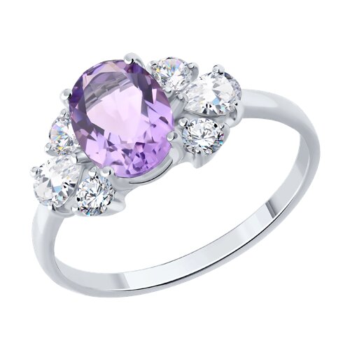 Кольцо SOKOLOV - Серебро 925, Аметист, Фианит (арт. 92014664)