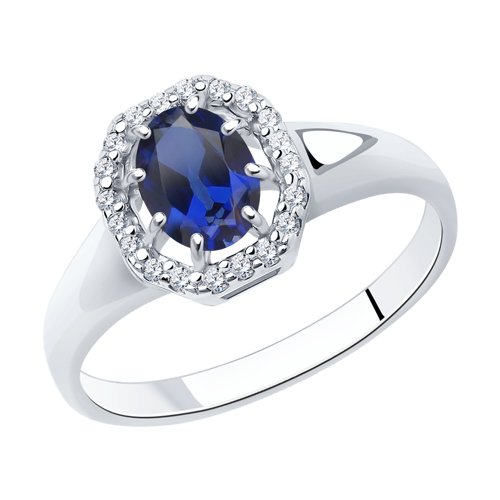 Кольцо SOKOLOV - Серебро 925, Синтетический сапфир , Фианит (арт. 88010015)