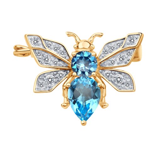 Брошь Diamant - Золото 585, Топаз, Фианит (арт. 51-340-00466-2)