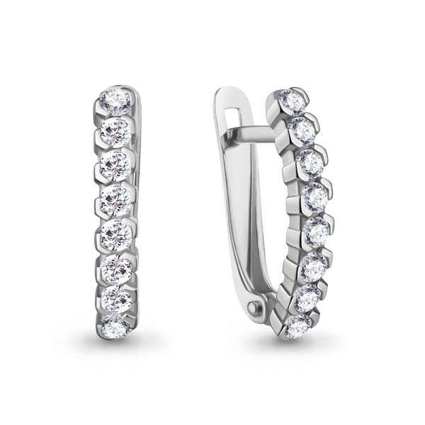 Серьги Аквамарин - Серебро 925, Фианит (арт. 400908А.5)