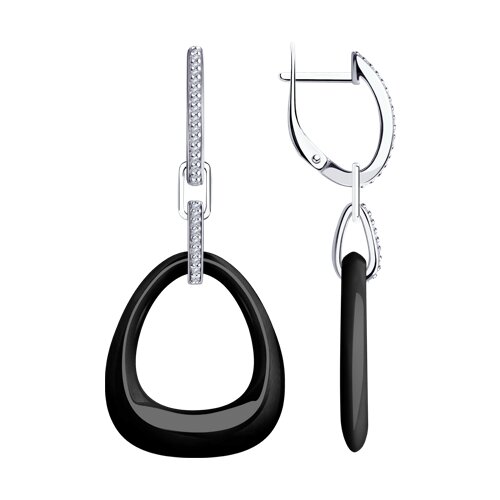 Серьги Diamant - Серебро 925, Керамика, Фианит (арт. 94-121-01902-1)