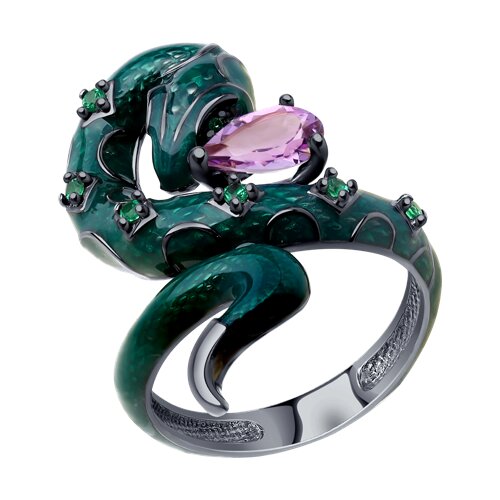 Кольцо SOKOLOV - Серебро 925, Аметист, Фианит, Эмаль (арт. 92012131)