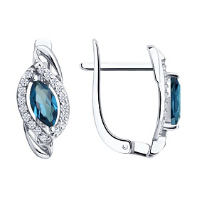 Серьги SOKOLOV - Золото 585, Топаз лондон, Фианит (арт. 729357-3)