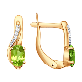 Серьги SOKOLOV - Золото 375, Фианит, Хризолит (арт. 37724220)